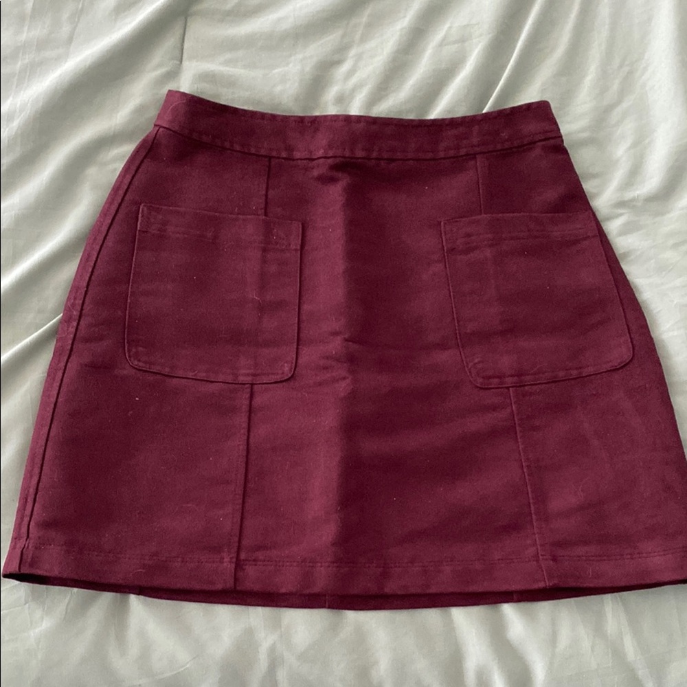 Velvet Burgundy A-Line Skirt